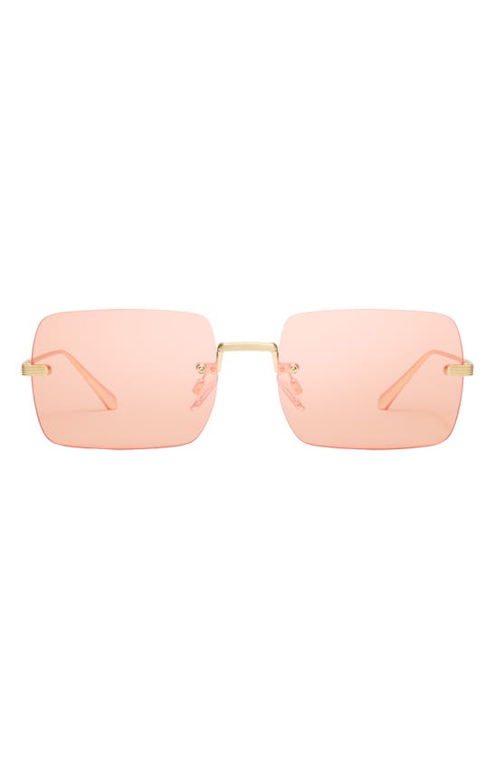 Shop Quay Ttyl 53mm Gradient Rimless Sunglasses In Gold / Orange Iridescent