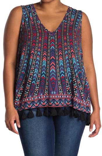 Tart Emory Tassel Fringe Tank In Peacock Stripe