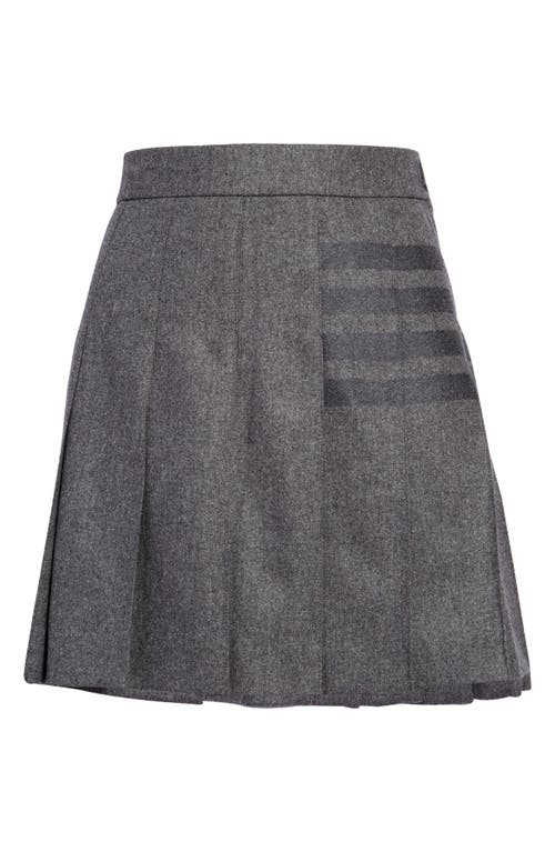 Thom Browne 4-Bar Pleat Wool Miniskirt in Med Grey