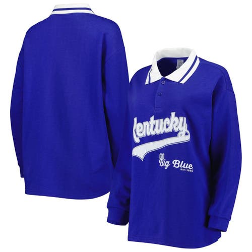 Women's Gameday Couture Royal Kentucky Wildcats Happy Hour Long Sleeve Polo