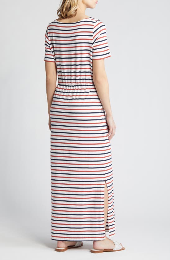 Shop Caslon Easy Tie Waist Maxi Dress In White- Rust Spice Jones Stripe