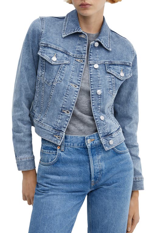 MANGO Stretch Denim Jacket in Medium Blue at Nordstrom