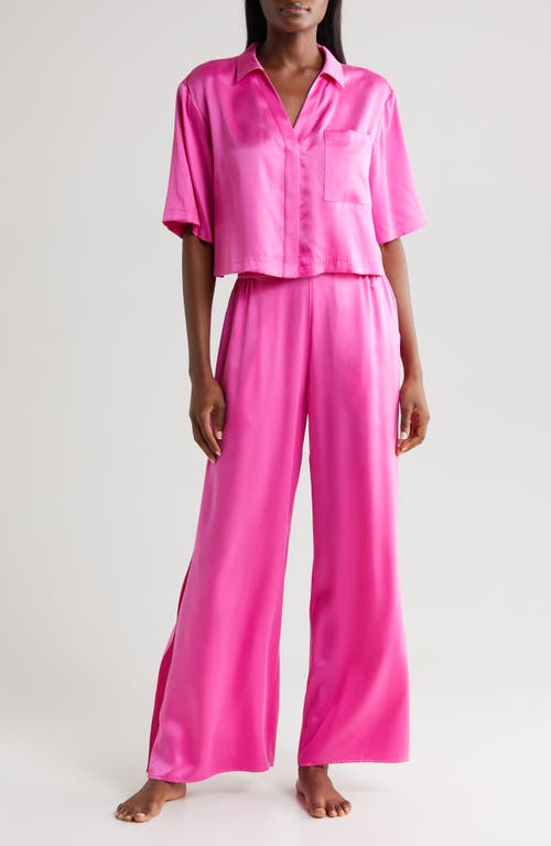 High Waist Washable Silk Pajamas in Caffeinated Pink