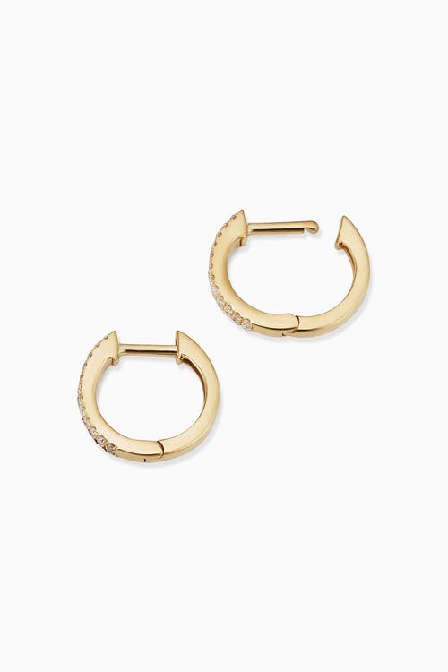 Oradina 14k Gold Twin Row Diamond Mini Hoops In Yellow Gold - Diamonds
