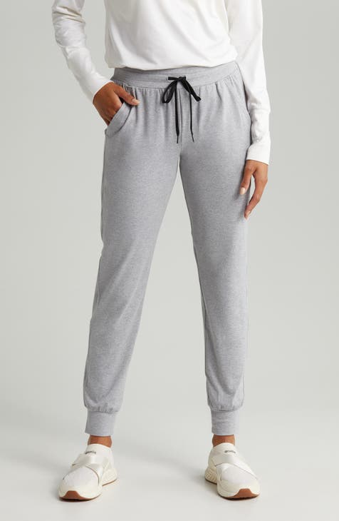 Grey Sweatpants Women High Waist Back Lace Up Casual Pants Joggers