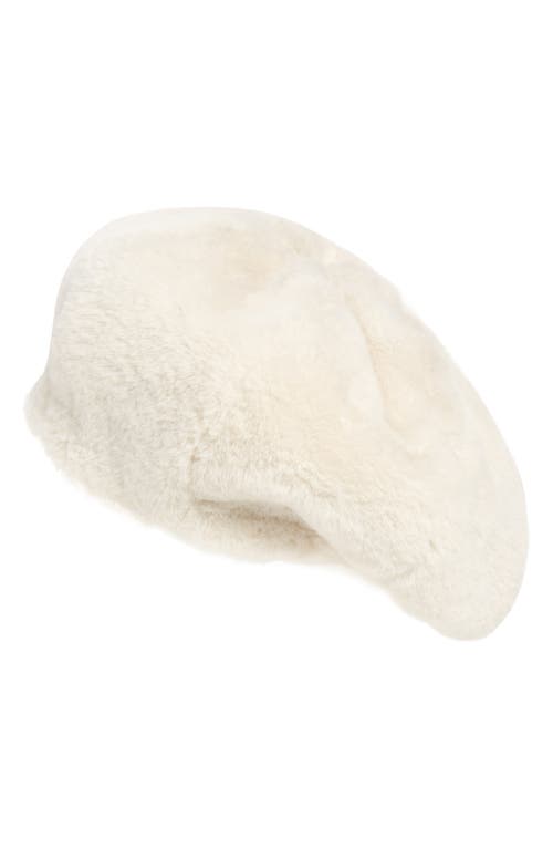 Gladys Tamez Faux Fur Beret in Off White