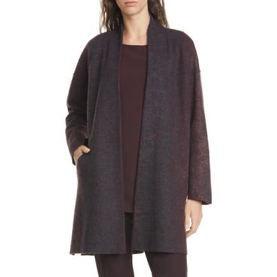 Eileen Fisher Open Front Wool Blend Coat, /X-Small - Purple
