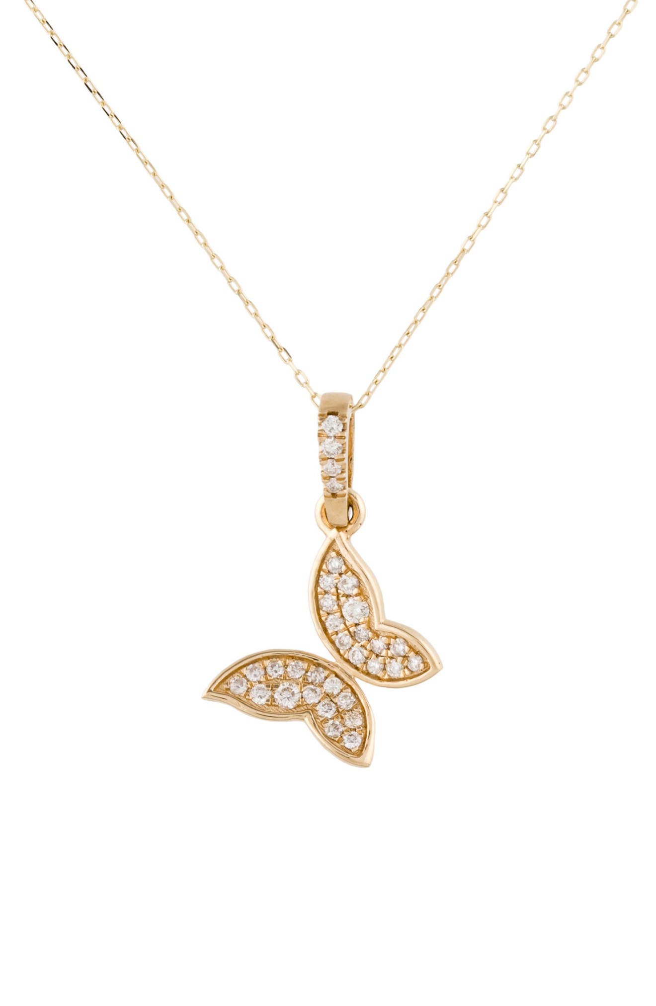 Adornia Fine 14k Yellow Gold Diamond Butterfly Pendant Necklace