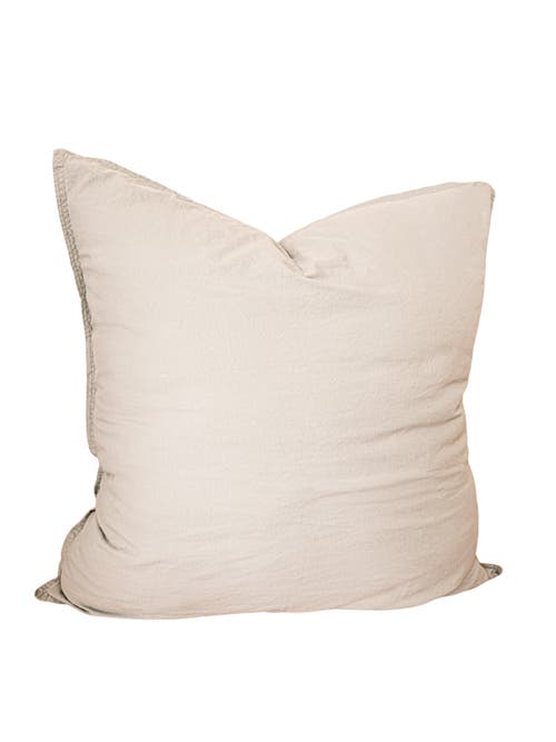 Anaya Stonewashed Cotton Percale Pillow Cover Only In Euro Almond Beige