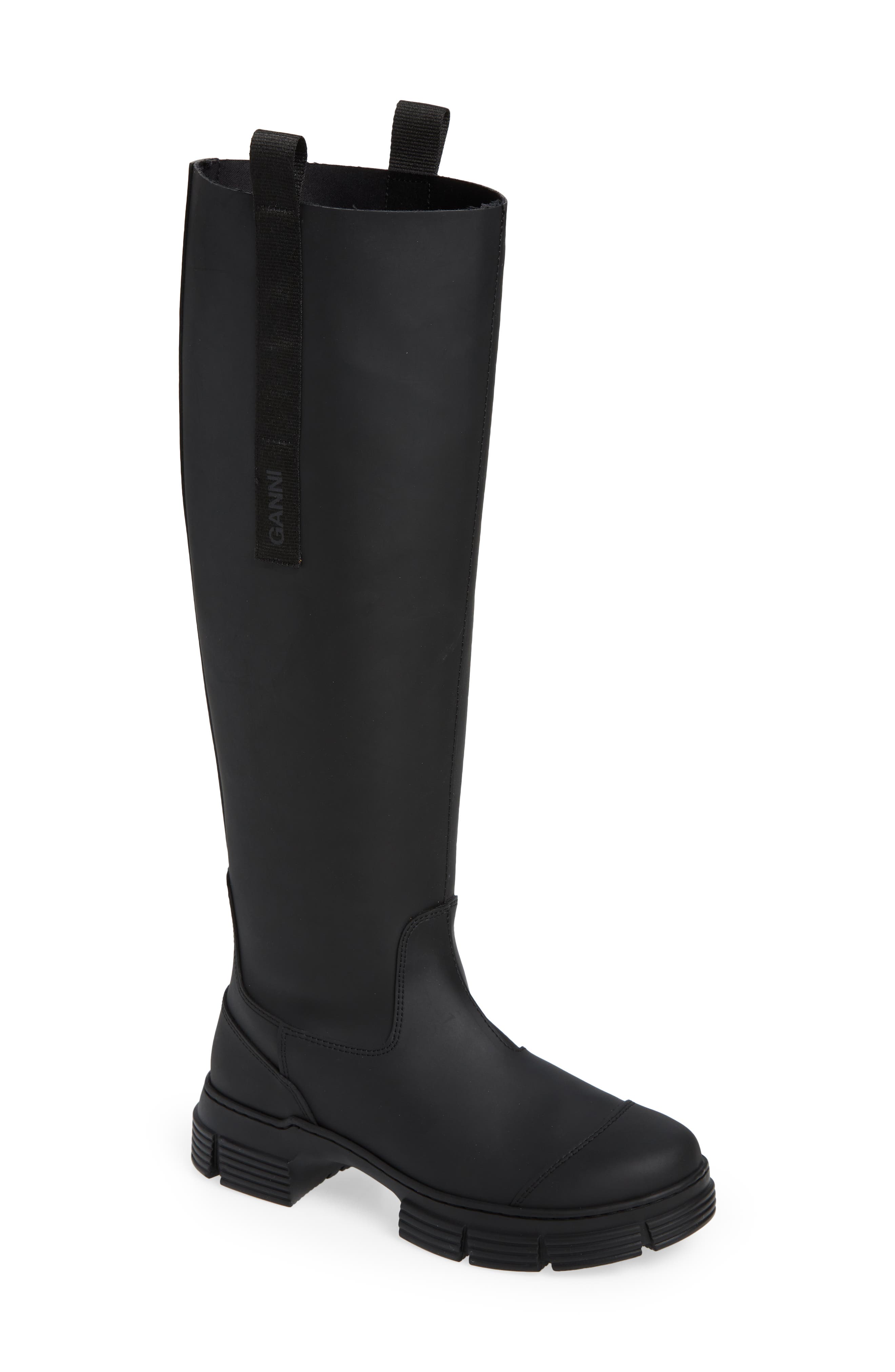 plain black rain boots