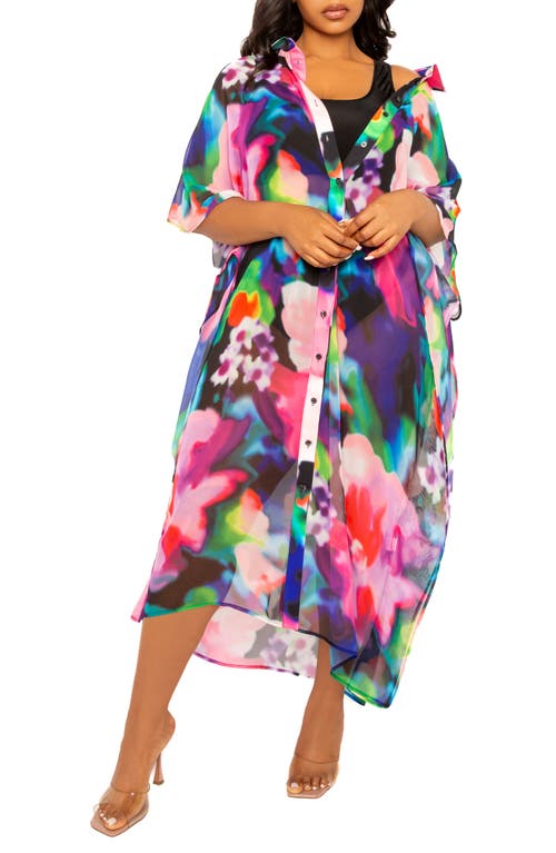 Shop Buxom Couture Print Cover-up Shirtdress In Pink Multi