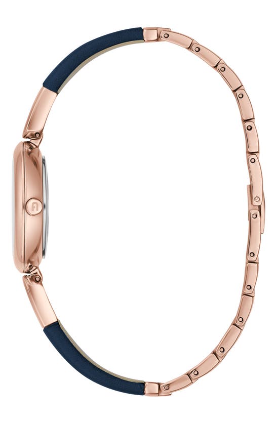 Furla Bangle Leather Strap Watch, 28mm In Rose Gold/ Blue/ Blue