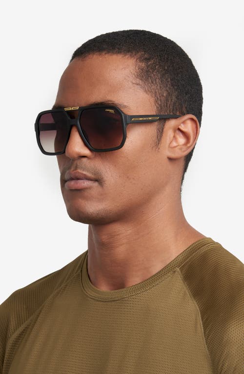 Shop Carrera Eyewear Victory 60mm Gradient Aviator Sunglasses In Matte Black/brown Shaded Ar