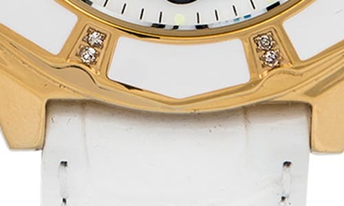 Shop Aquaswiss Lily L Leather Strap Watch, 33mm X 36mm In White/gold
