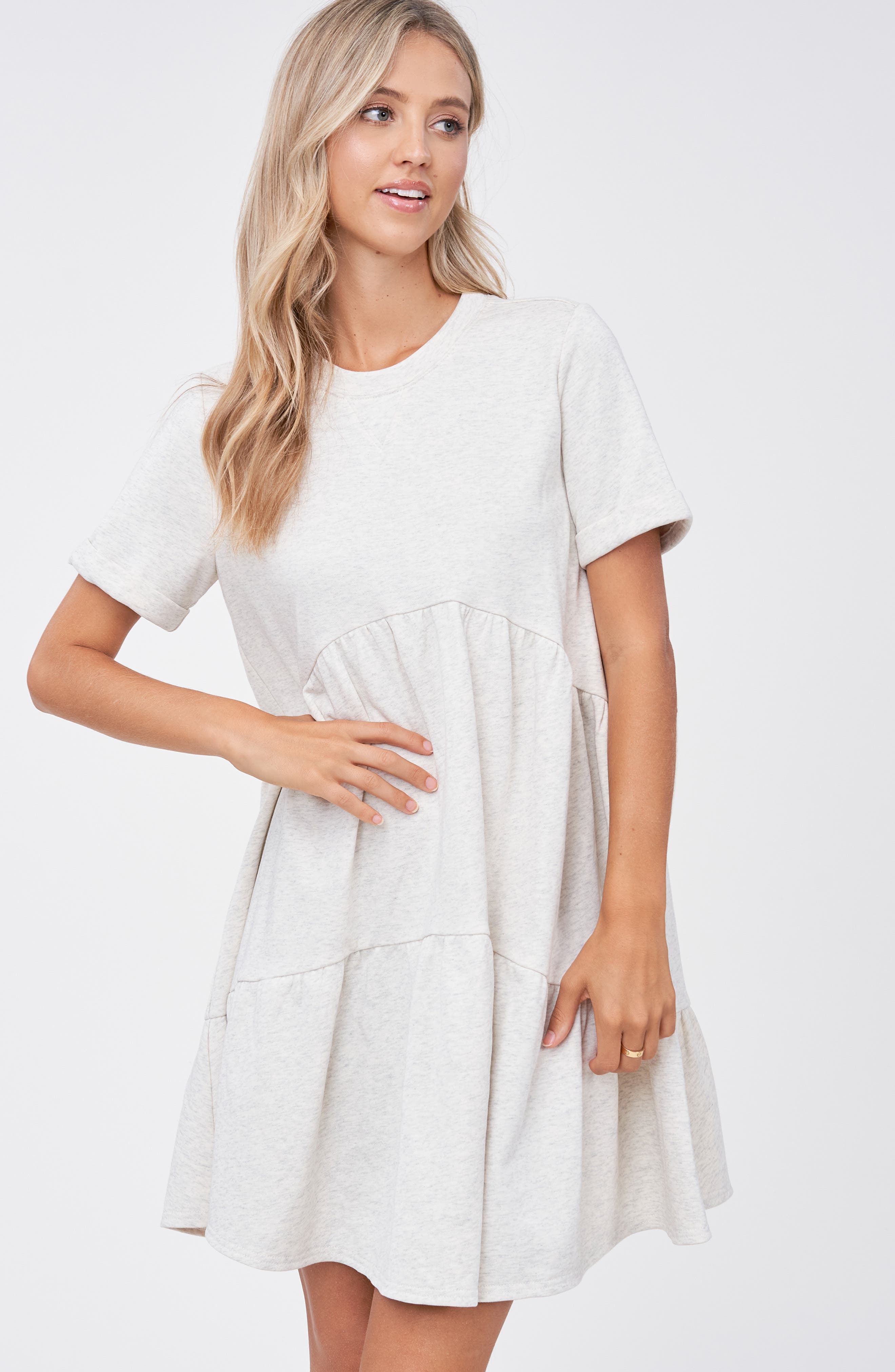 En Saison French Terry Tiered Minidress 
