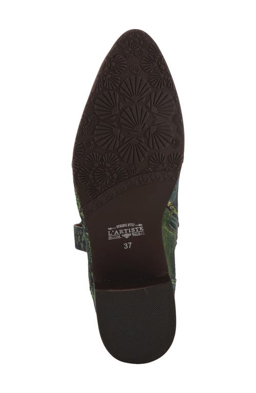 L'artiste By Spring Step Ladylucky Womens Faux Suede Pointed Toe Ankle Boots In Green Multi Suede