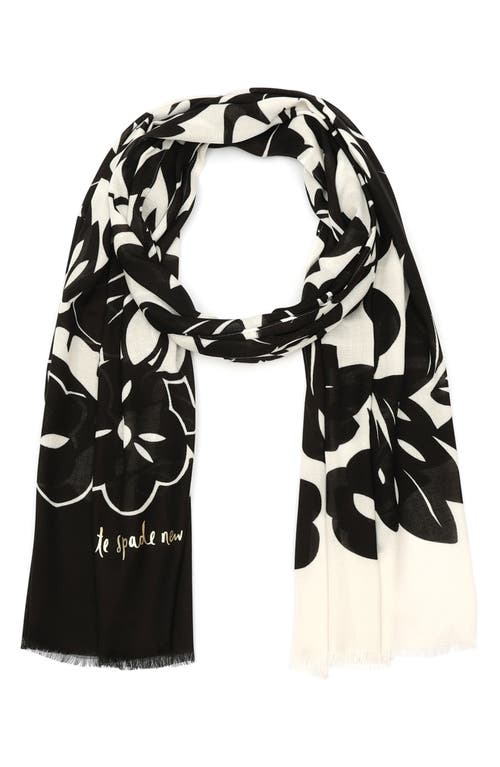 Kate Spade New York tropical foliage oblong scarf in Fresh White/Black at Nordstrom
