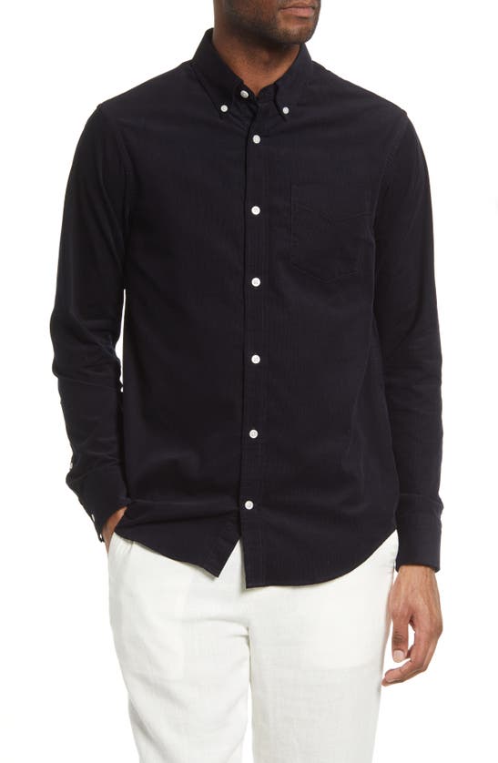 Nn07 Levon 5723 Corduroy Button-down Shirt In 200 Navy Blue