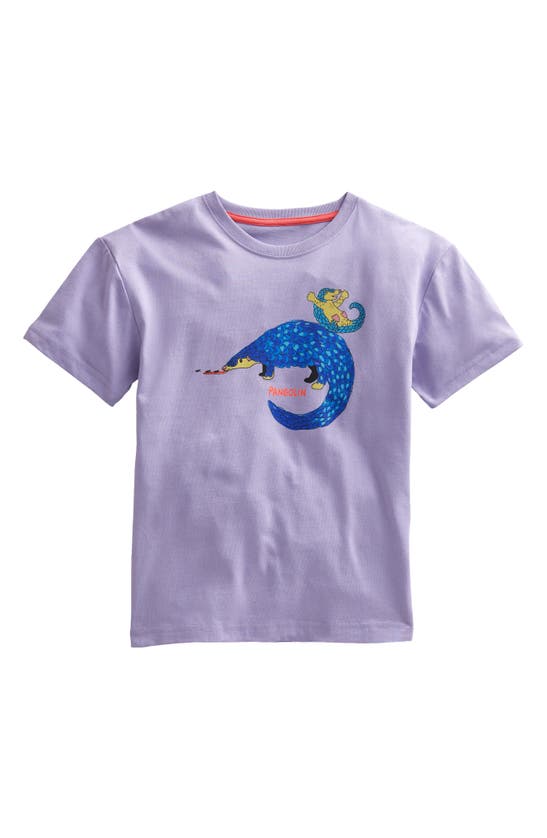 Mini Boden Kids' Pangolin Cotton Graphic T-shirt In Misty Lavender Pangolin