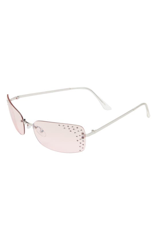 Shop Bp. Crystal Embellished 62mm Rimless Mirrored Rectangular Sunglasses In Silver