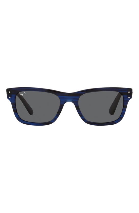 Ray Ban 55mm Rectangular Sunglasses In Striped Blue/ Dark Grey