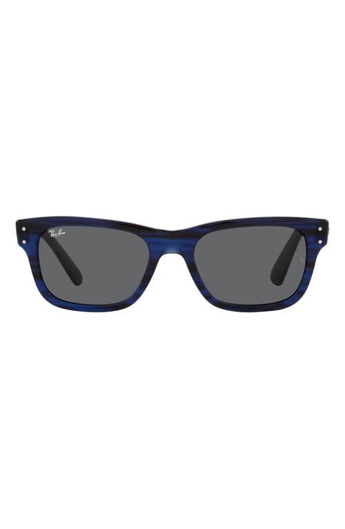 Ray Ban Ray-ban 55mm Rectangular Sunglasses In Striped Blue/dark Grey