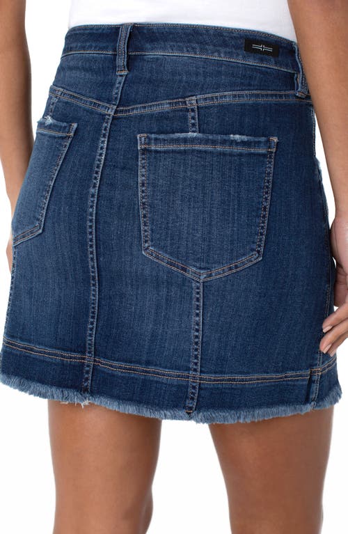 Shop Liverpool Los Angeles Frayed Hem Denim Miniskirt In Weston