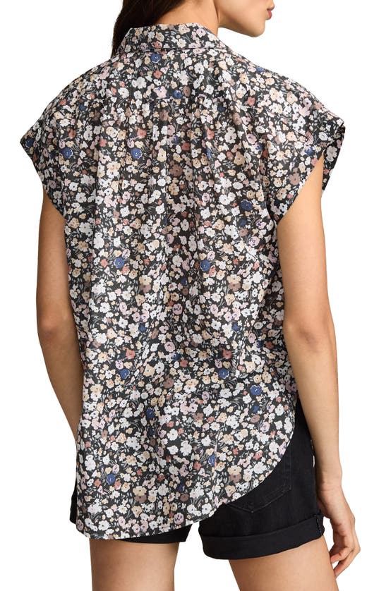 Shop Lucky Brand Floral Cotton Popover Top In Raven Multi