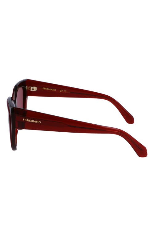 Shop Ferragamo Classic Logo 53mm Cat Eye Sunglasses In Transparent Burgundy/burgundy