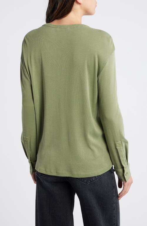 Shop Treasure & Bond Boxy Henley In Olive Acorn