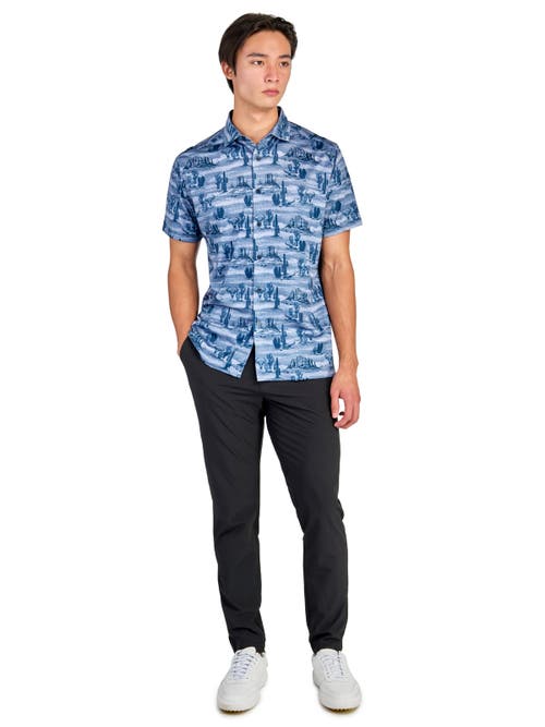 Shop Construct Con.struct Desert Print Performance Button-down Shirt In Slate