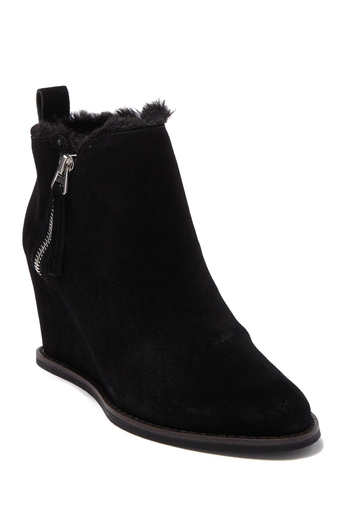 fur lined wedge boots