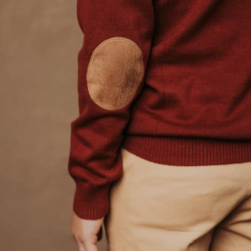 Shop Hope & Henry Boys' Organic Sweater Henley With Elbow Patches, Kids In Oxblood