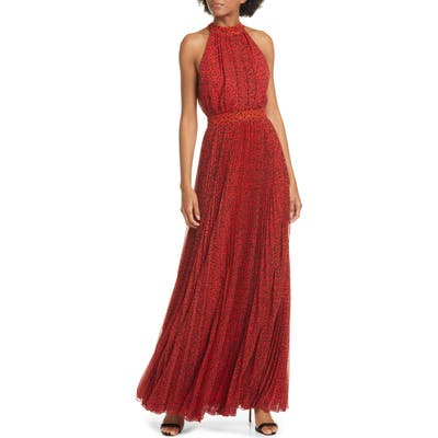 Alice + Olivia Kelissa Halter Print Maxi Dress, Black
