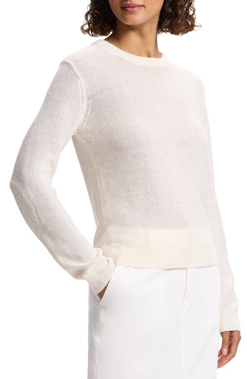 Shop Theory Elbow Patch Linen Blend Sweater In Bone - Q3w