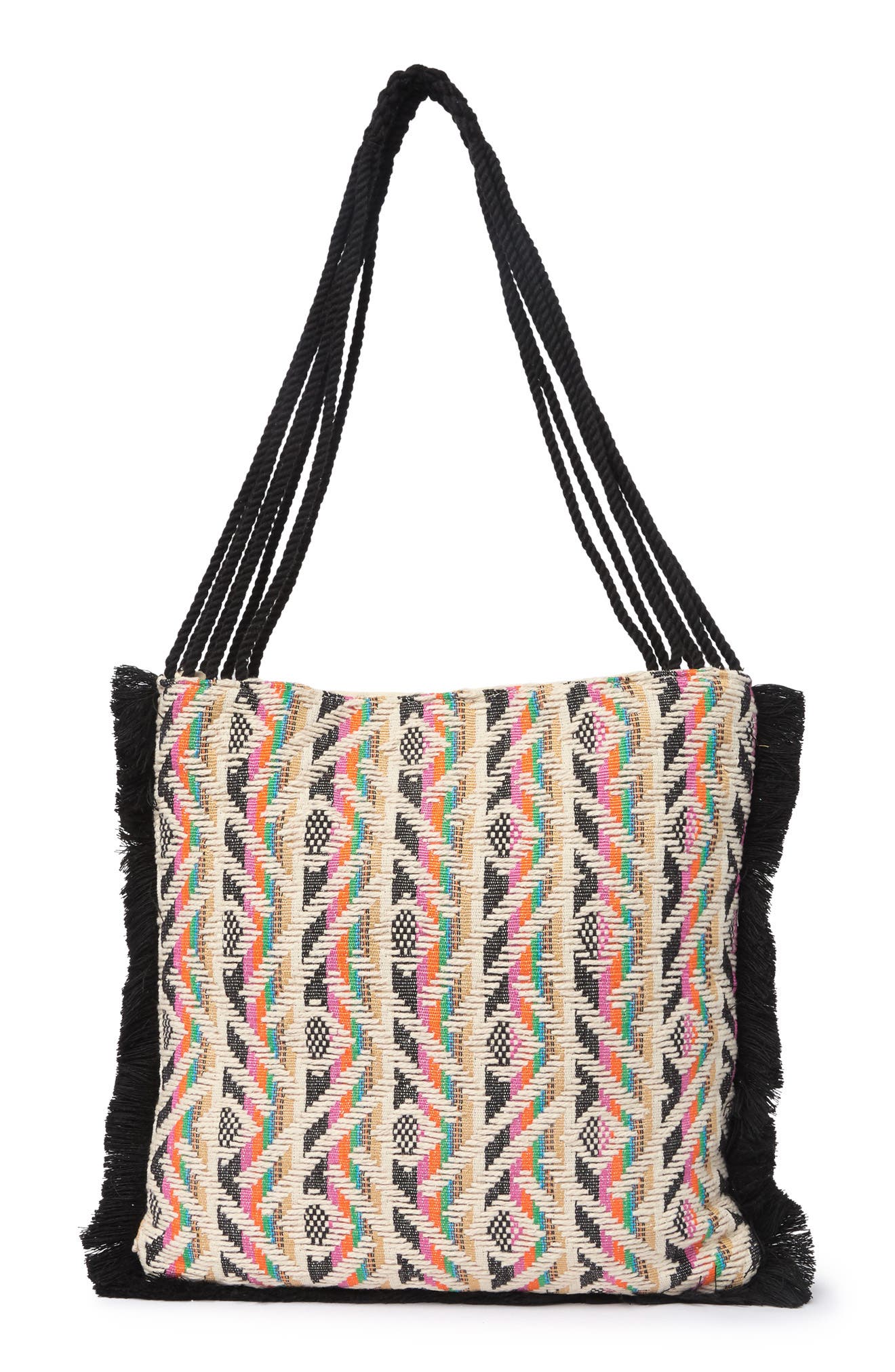 Twig & Arrow Woven Fringe Beach Tote Bag In Open Miscellaneous1