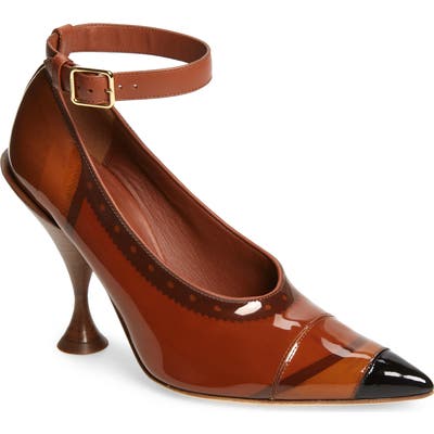 Burberry Brecon Ankle Strap Pointed Toe Pump, Brown