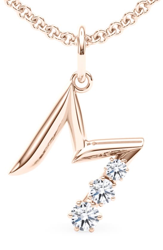 Hautecarat Graduated Lab-created Diamond Initial Letter Pendant Necklace In M - 18k Rose Gold