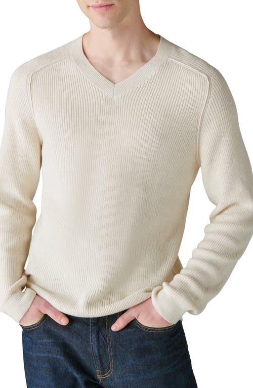 Lucky Brand Cloud Soft Cotton Blend V-Neck Sweater in Straw Heather at Nordstrom, Size X-Large