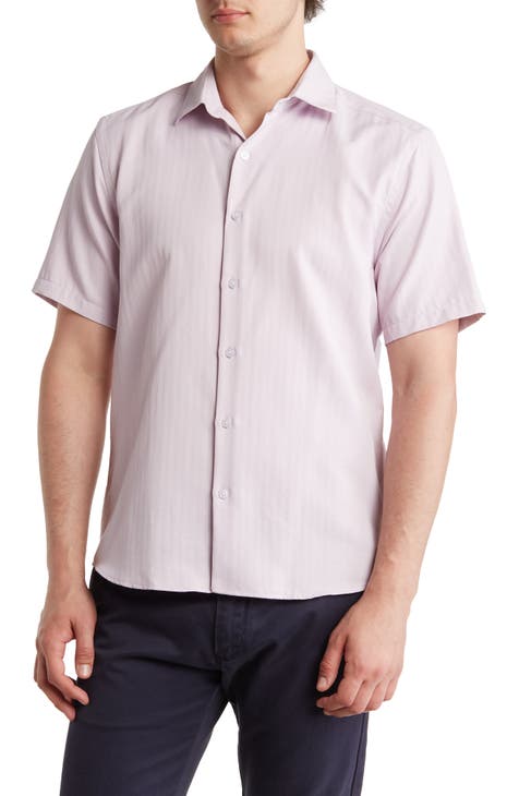Hot Pink Button Down Flex Shirt With Short Set, ADFY-DEVLS-057