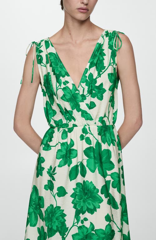 Shop Mango Floral Sleeveless Maxi Dress In Green