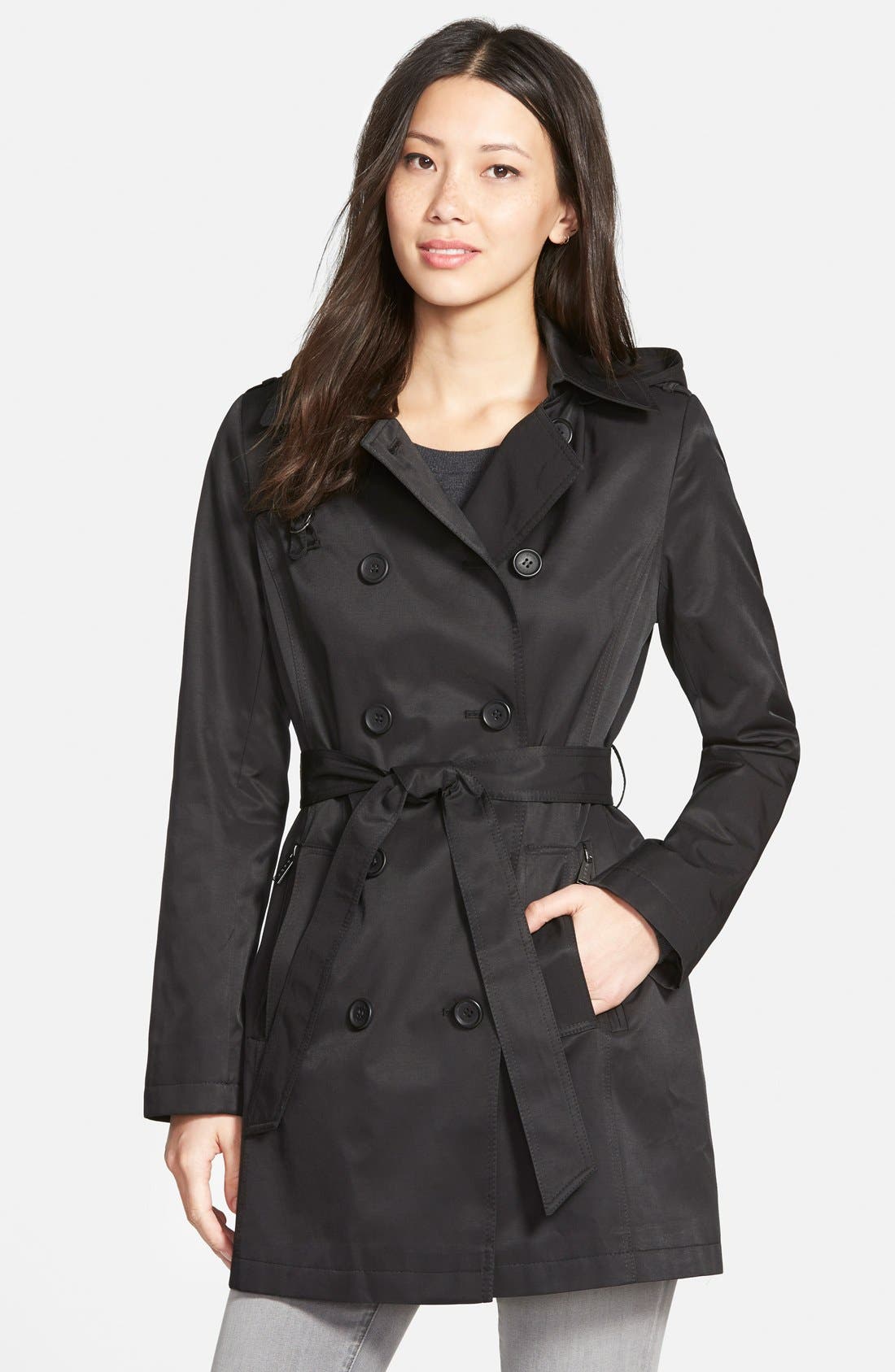 dkny trench coat with hood