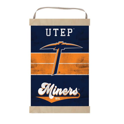 JARDINE UTEP Miners 12'' x 20'' Retro Logo Banner Sign in Orange