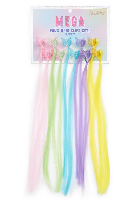 Shop Capelli New York Kids' Assorted 10-pack Faux Hair Extension Butterfly Clips In Blue Multi