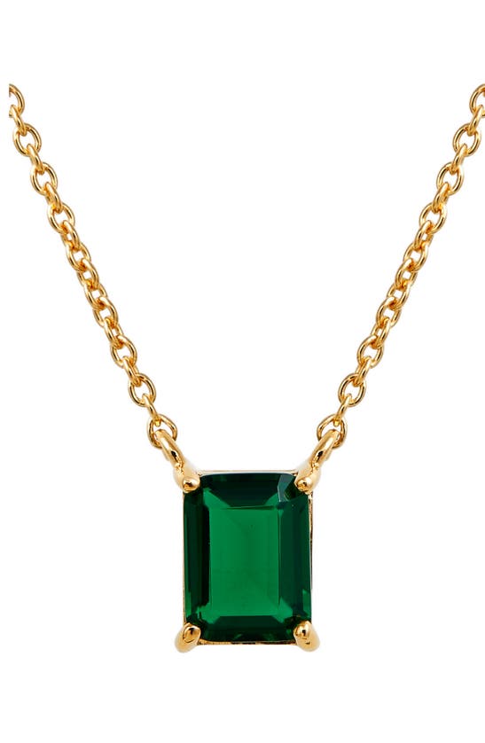 Savvy Cie Jewels Vermeil Emerald Cut Cz Birth Stone Box Cut Necklace In Emerald - May