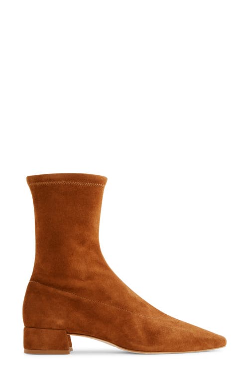 Shop Reformation Rosina Bootie In Rum Stretch Suede