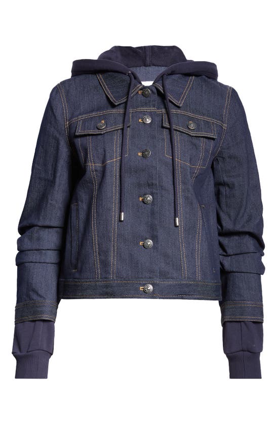 Cinq À Sept Jess Hooded Denim Jacket In Indigo