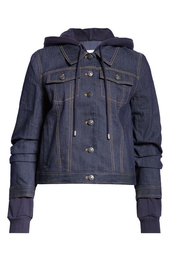 Shop Cinq À Sept Jess Hooded Denim Jacket In Indigo