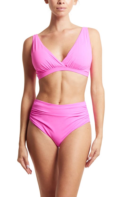 Shop Hanky Panky Ruched High Waist Bikini Bottoms In Unapologetic Pink