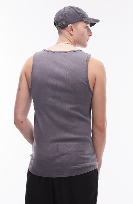 Shop Topman Ribbed Cotton Tank In Faded Black